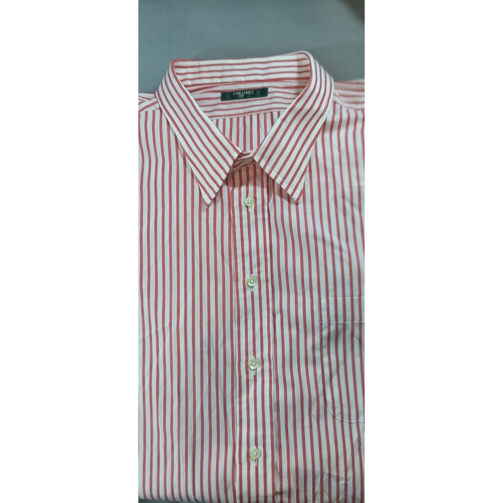 Tom James  mens custom shirt red stripe french Cuff corpcore oversized preppy